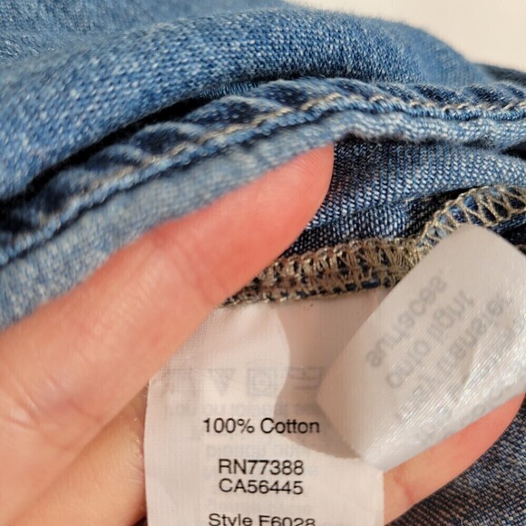 Madewell Zip Front Chambray Blue Denim Popover Long Sleeve Top Size Small - Picture 12 of 14